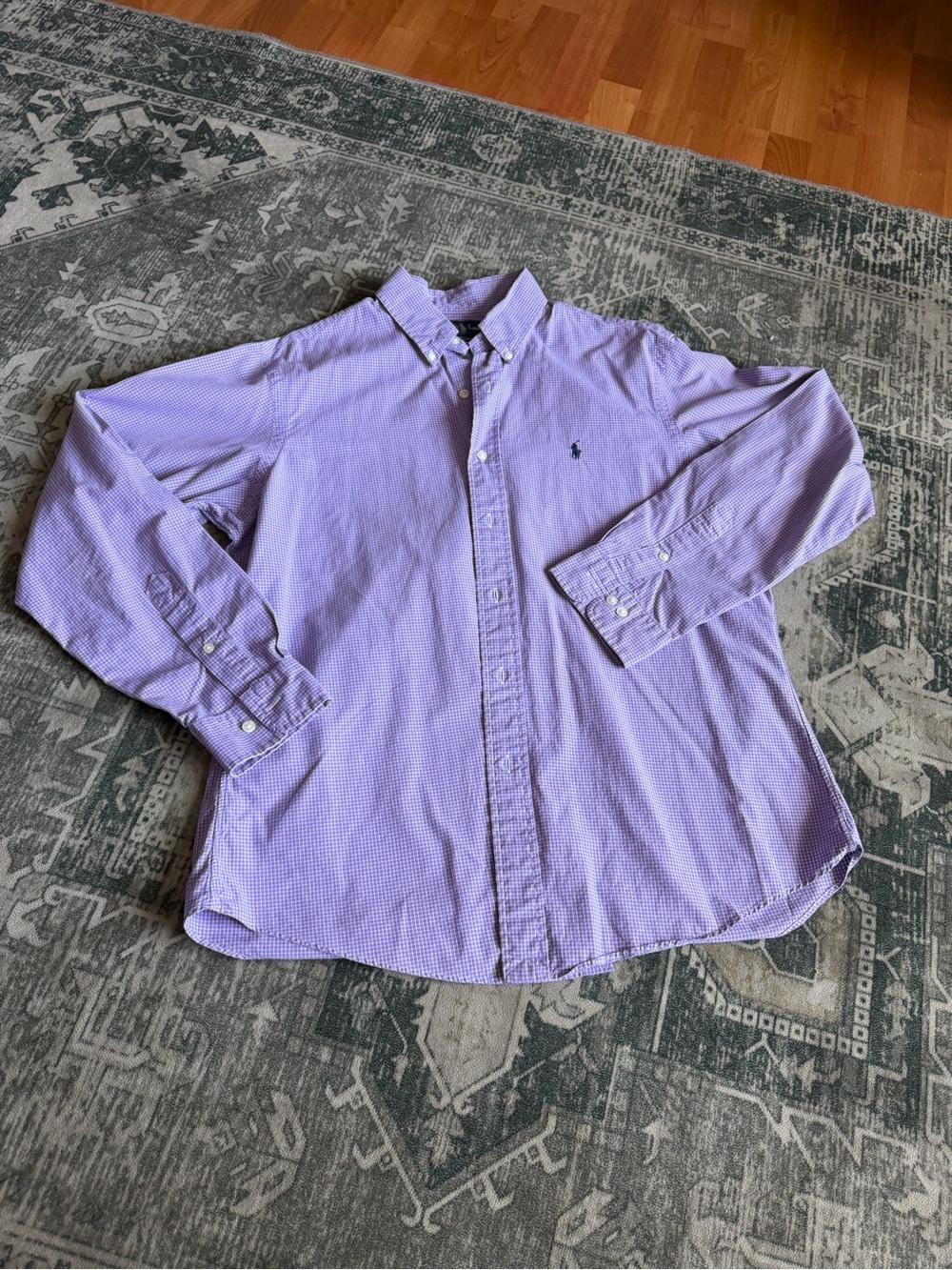 Ralph Lauren Custom Fit men’s purple checkered button down size 16.5 34/34